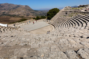 The 2nd century BCE theater of Segesta, Sicily nestling in the side of Mount Barbaro commands a spectacular view of the Gulf of Castellamare.