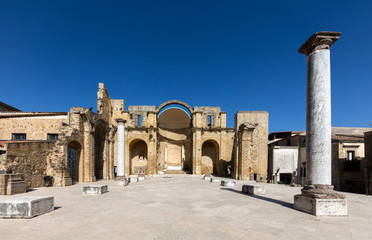 Ruins of the 18th century church destroyed by the earthquake in 1968 in Salemi, Sicily
