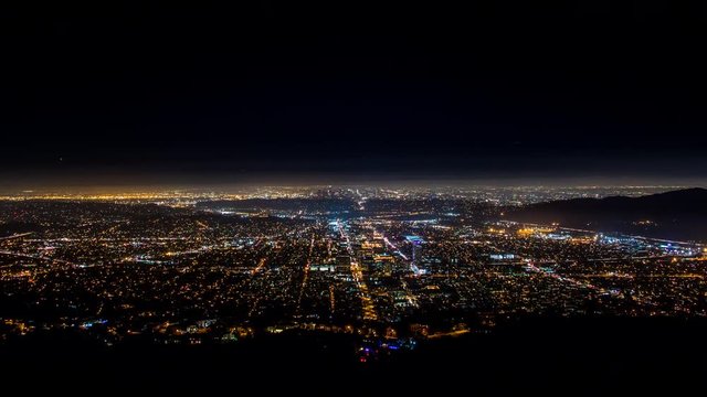 Glendale and Los Angeles, California Night Wide Timelapse