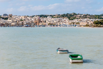 Harbor of Marsaxlokk, a fishing village in Malta.