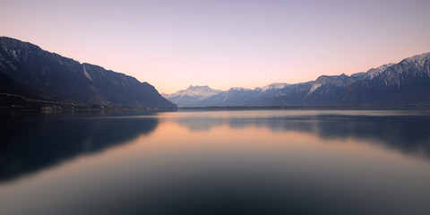 Switzerland Landscape : Geneva Lake of Montreux - obrazy, fototapety, plakaty