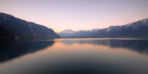 Gordijnen Switzerland Landscape : Geneva Lake of Montreux © maytheevoran