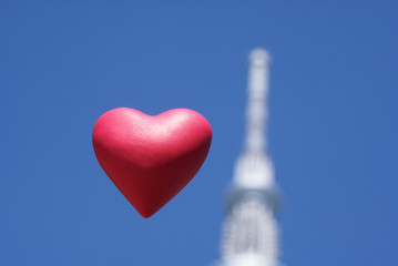 立体ハートとスカイツリー