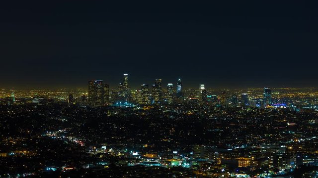 Downtown Los Angeles Skyline Timelapse Night