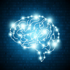 Human brain on matrix number background Vector