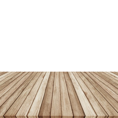 Wood plank brown on white backgroun, Perspective floor.