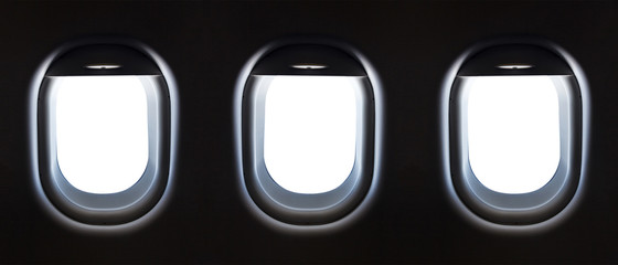 Airplane window and space for your design, 3 plane window, clipp