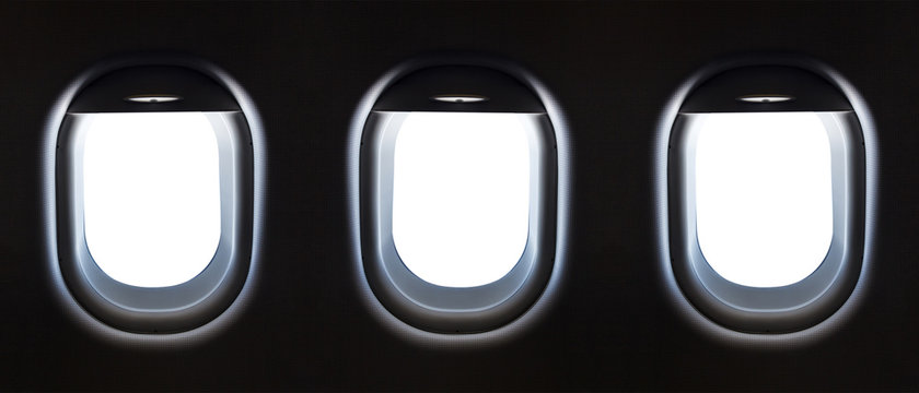 Airplane window and space for your design, 3 plane window, clipp