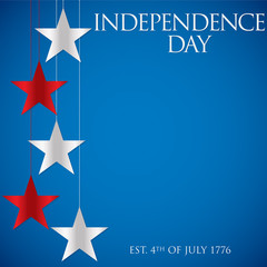 Hanging star Independence Day card in vector format.