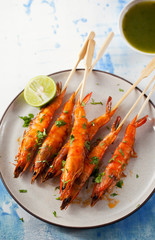 grilled shrimp stick with spicy sauce