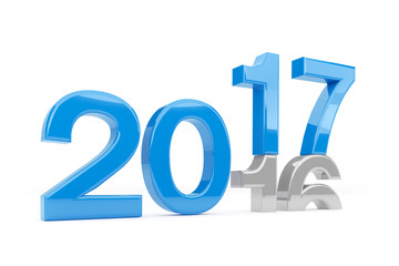 Silvester, Sylvester, Neujahr 2017 in blau auf vergangenes Jahr