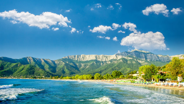 Psili Ammos beach, Thassos island, Greece. It is known as Golden beach. It is situated between Skala Panagia and Skala Potamia.