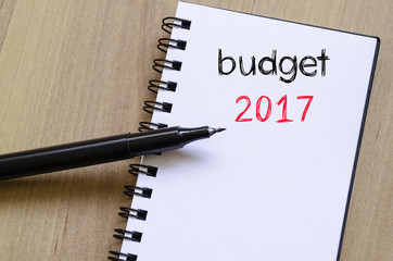Budget 2017 text concept on notebook