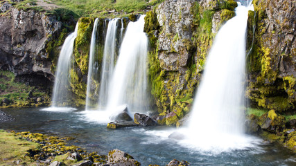 Kirkjufellsfoss waterfall near the Kirkjufell mountain