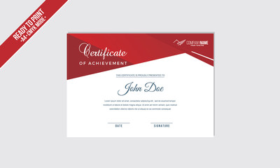 Elegant Red maroon Certificate decorated template shapes vector