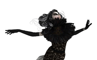 3D Rendering Fantasy Witch on White