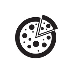 Pizza Icon silhouette isolated on white background. Food