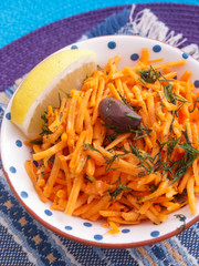 Salad from marinated carrots with dill and olive