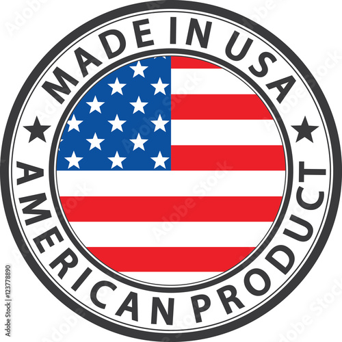 "Made in USA american product label with flag, vector illustratio" Stock image and royaltyfree
