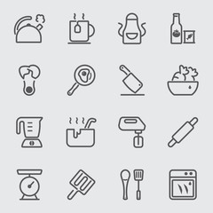 Kitchen Utensils and cooking line icon 2