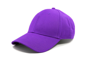 Closeup of the fashion purple cap isolated on white background.