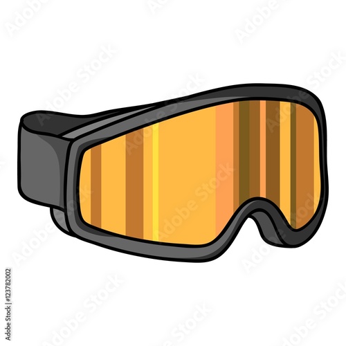 "Ski goggles icon in cartoon style isolated on white background. Ski