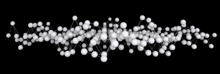 Abstract wave connection with dots and lines 3D rendering