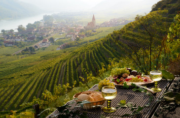 Hauerjause in den Weinbergen der Wachau