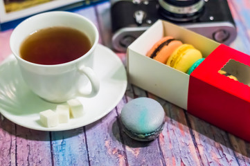 Still life with macaron cake
