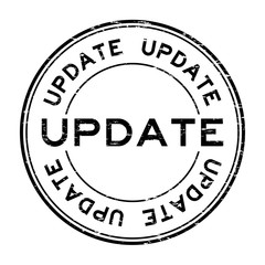 Grunge round black update rubber stamp