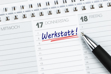 Werkstatt Termin rot unterstrichen im Kalender