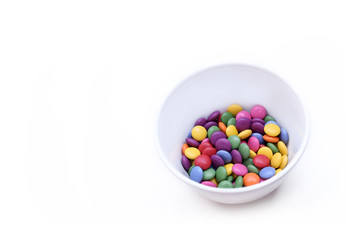 White background with colorful bright candy