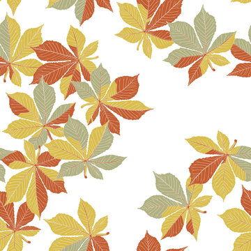 Autumn orange leaves seamless pattern
