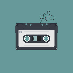 Compact Cassette Flat Vector Illustration