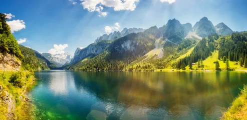 Schilderijen op glas beautiful alpine lake © Leonid Tit
