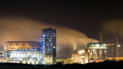 Petrochemical plant in night. Long exposure photography