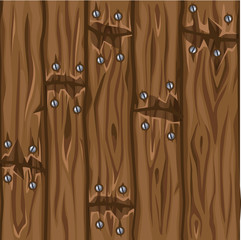Wood texture old brown boards, seamless background in vector
