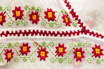 Romanian traditional blouse - textures and traditional motifs, vintage textures