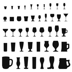 glass and wineglass icon set