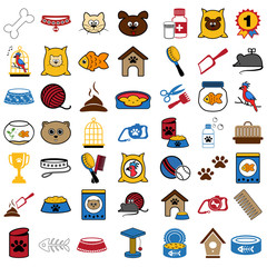 pets icons set