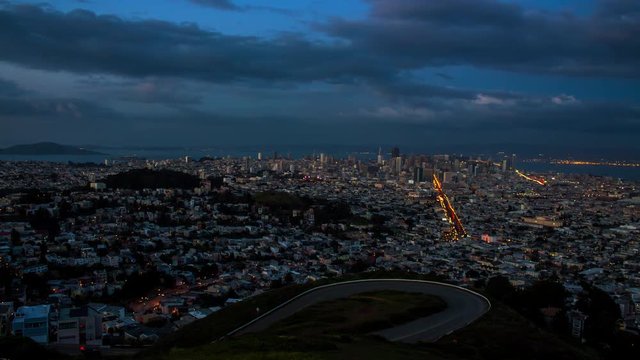 Downtown San Francisco Sunset Day To Night Timelapse