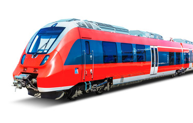 Obraz premium Nowożytny wysoki prędkość pociąg odizolowywający na bielu