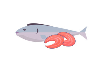 Salmon Fish Vector Illustration in Flat Design.  