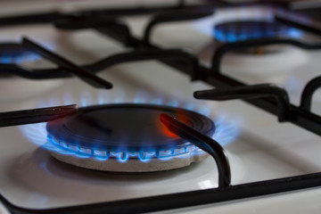gas burner with blue flame