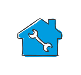 Stick Figure Series Icon / Haus Reparatur