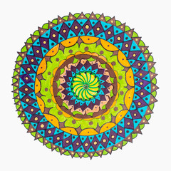 Colorful oriental decorative hand drawn mandala pattern