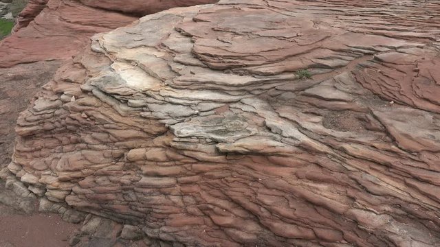 Sandstone rock and strata at Hilbre Island, Wirral, England