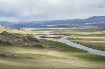 Landscape of the grassland in Bayanbulak, Xinjiang