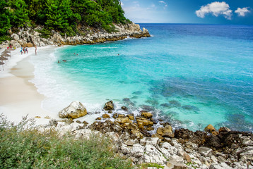 Marble beach (Saliara beach), Thassos Islands, Greece. The most beautiful white beach in Greece....