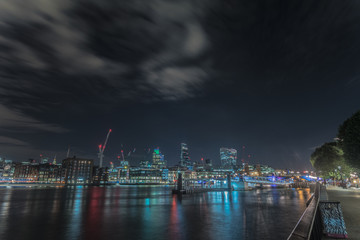 Obraz premium Night skyline of London City from the Millennium bridge, London, United Kingdom